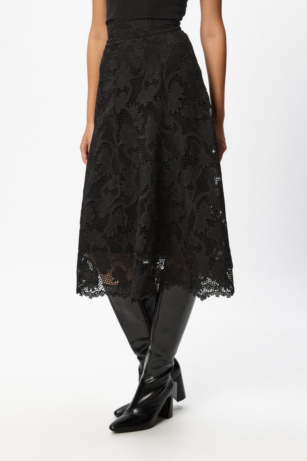 Snowflake Black Midi Skirt V3