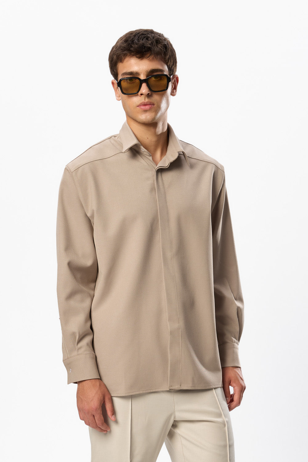 247 Beige Wool Blend Shirt