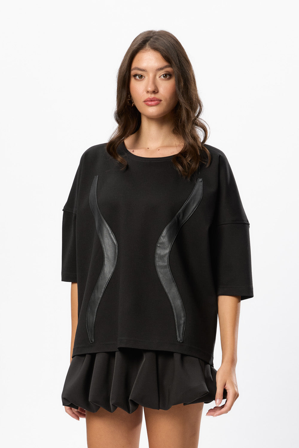 Gitana Black with Leather Stripes T-shirt