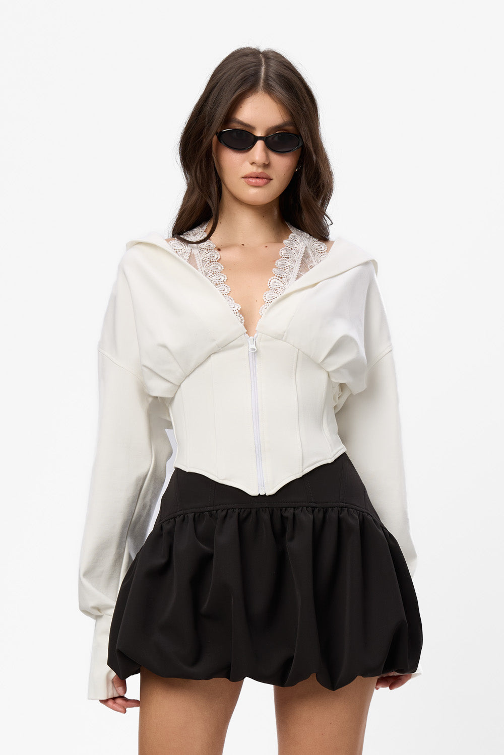 Karol v2 lace Off-White Hoodie with corset