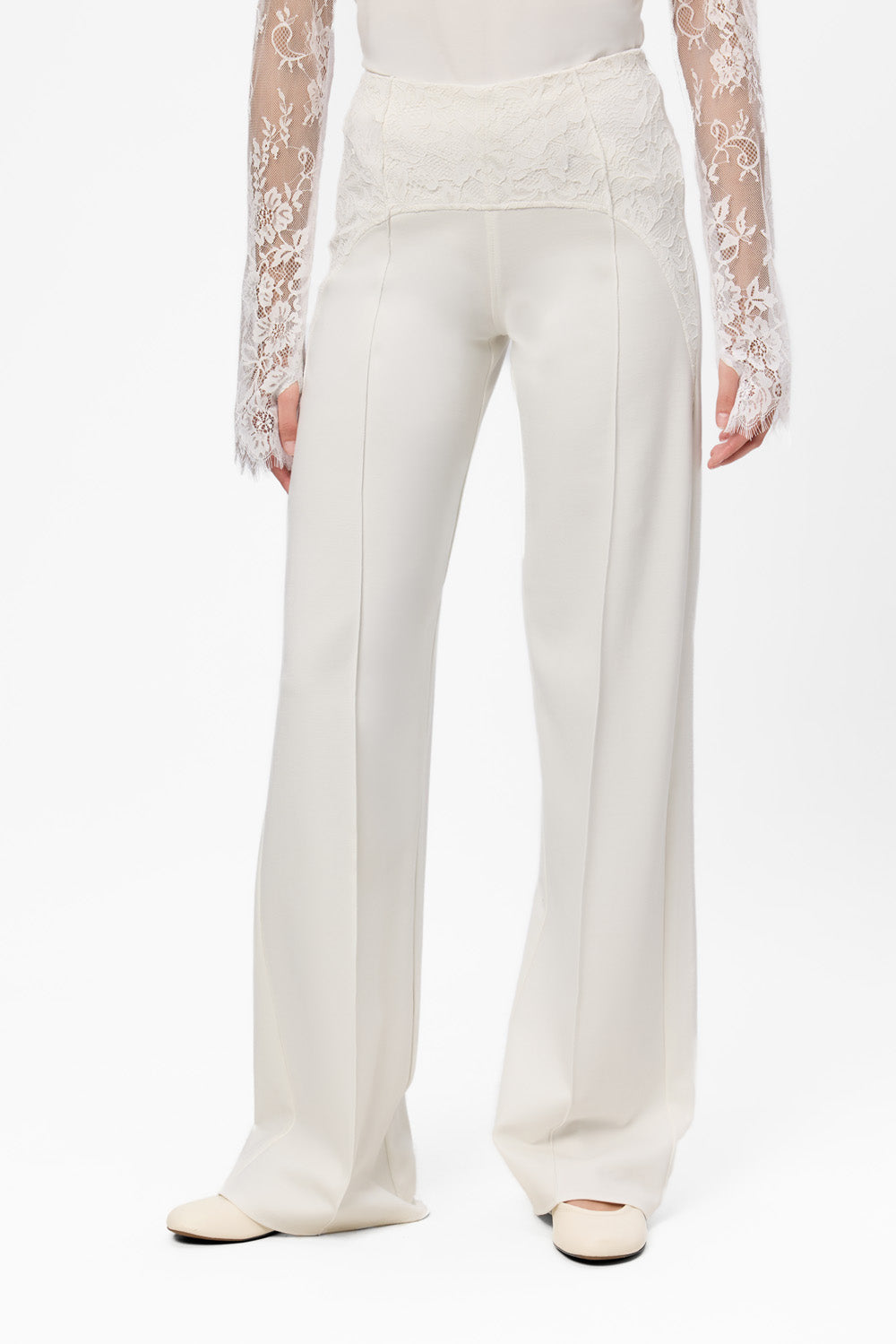 Karol black flared Pants with sheer lace