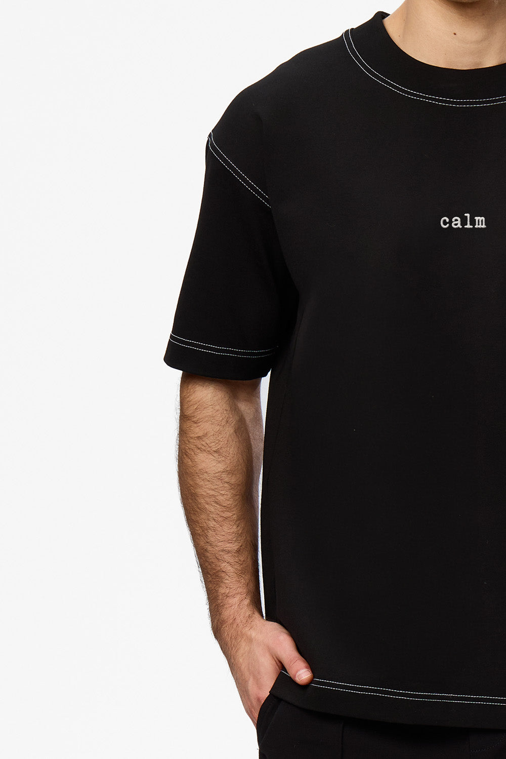 Calm 2.0 embroidered Black T-shirt