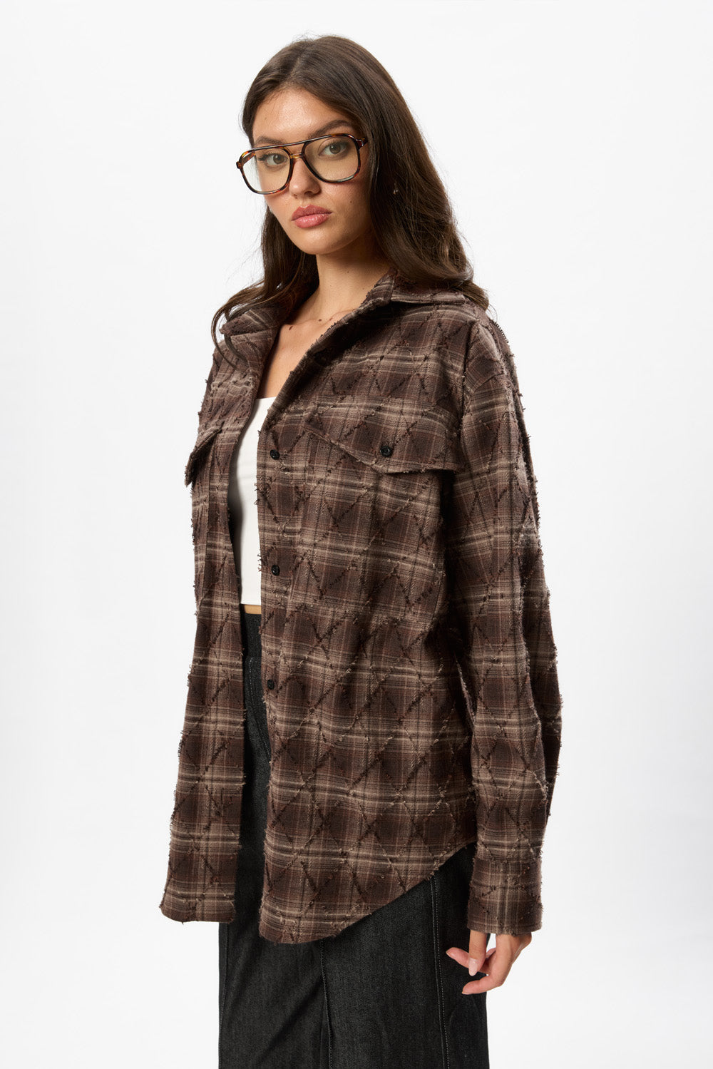 Rombo Brown Oversized Shirt