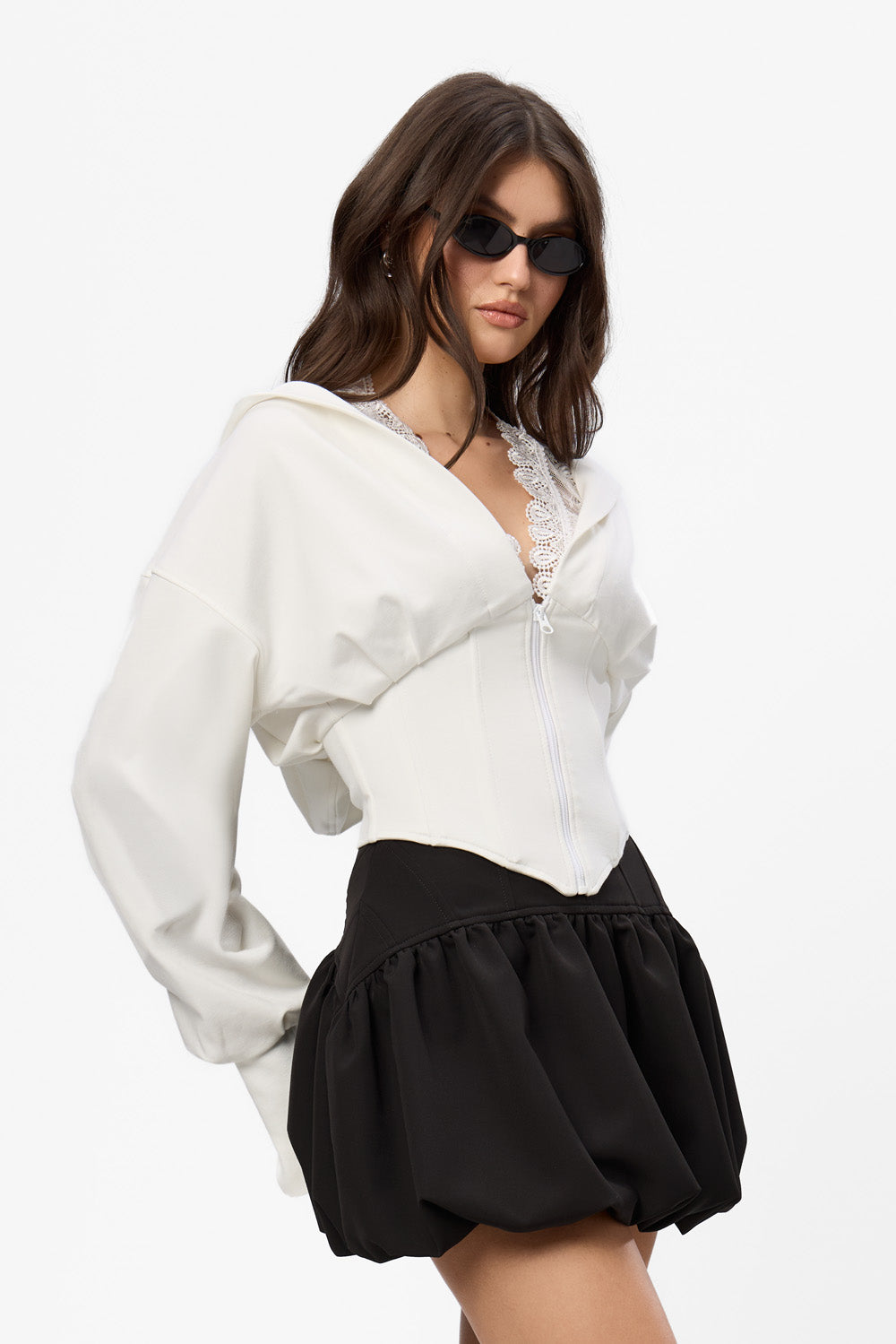 Karol v2 lace Off-White Hoodie with corset