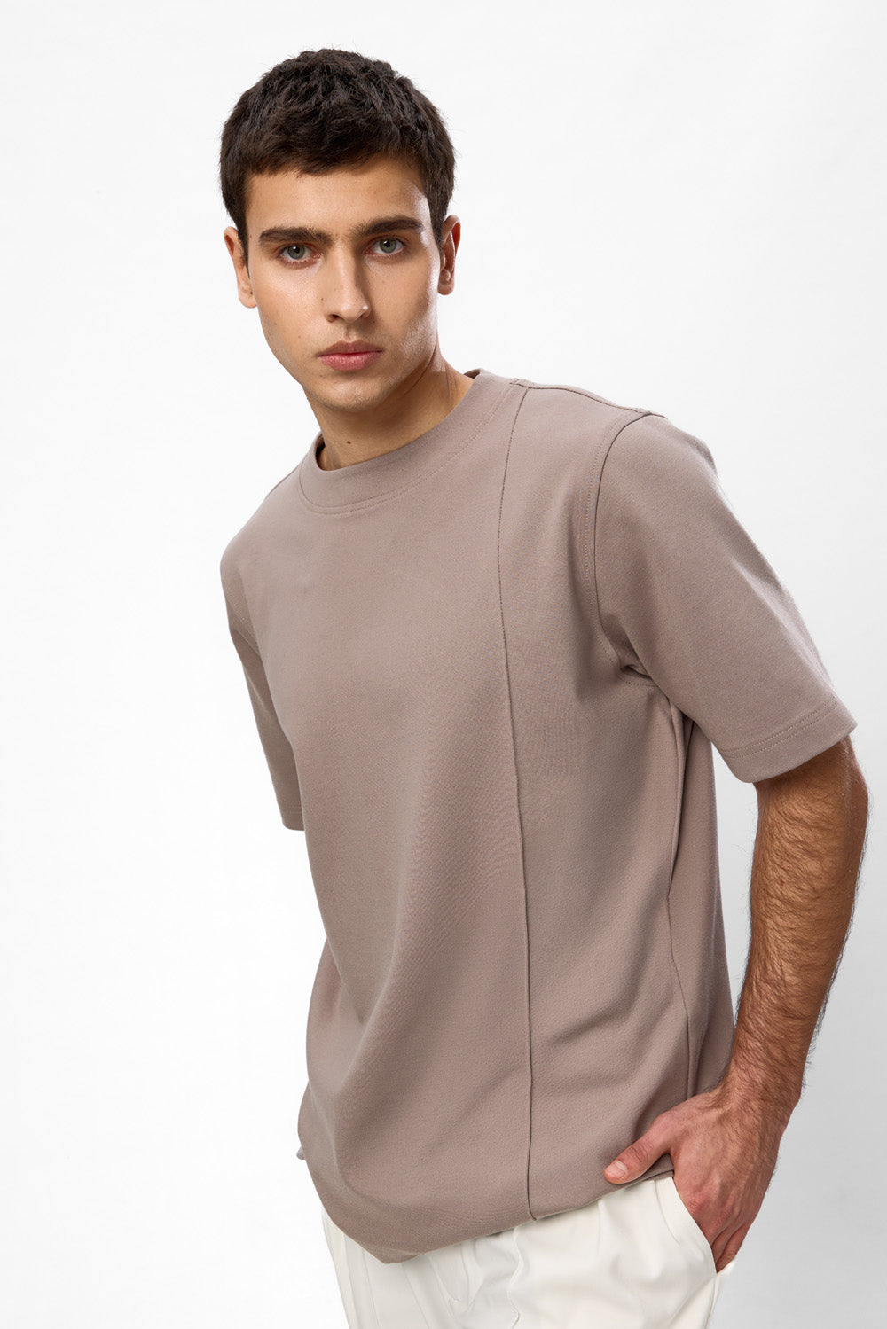 Khan V2 beige seam detail T-shirt