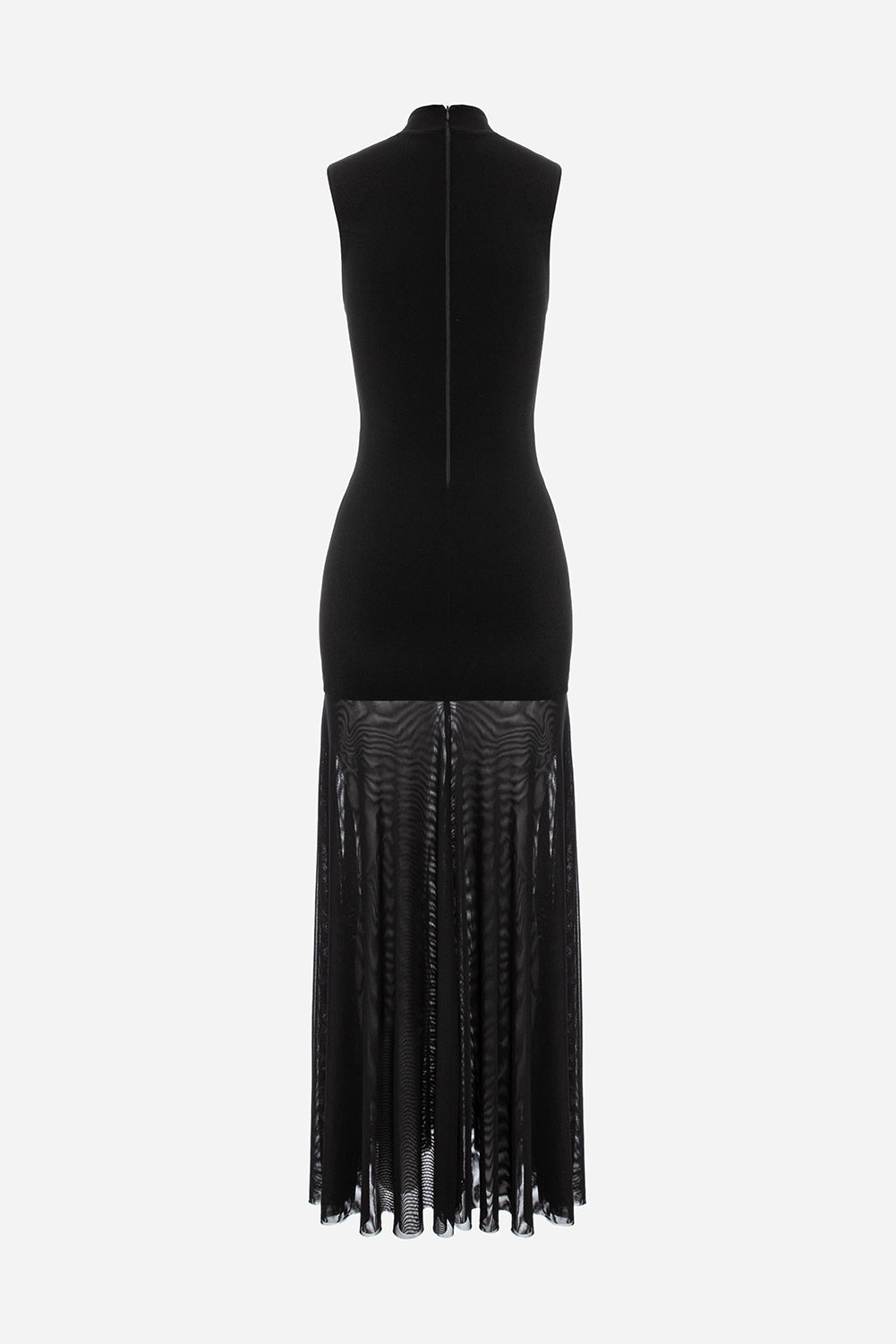 Rochie fluidă femei neagră din lycra, manechin invizibil, vedere din spate