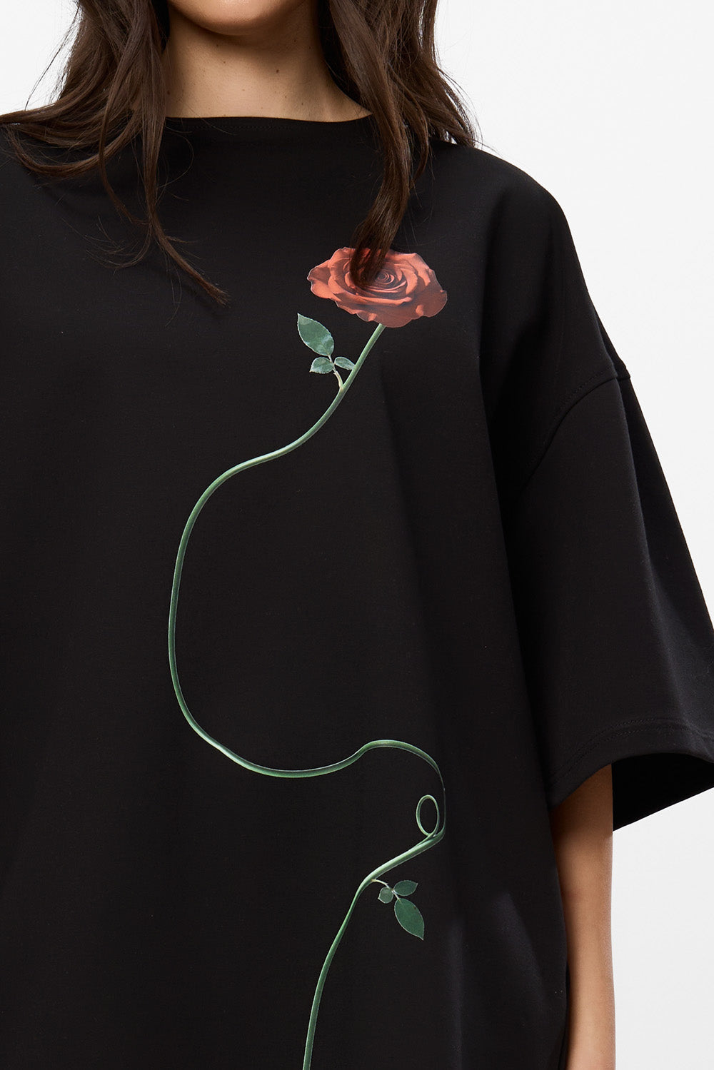 Kyoto Rose printed Black Dress