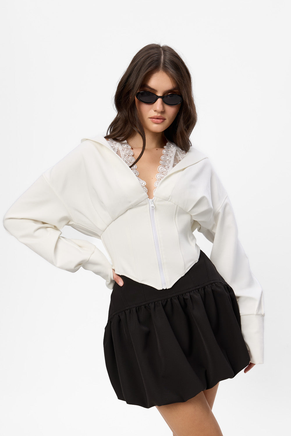Karol v2 lace Off-White Hoodie with corset