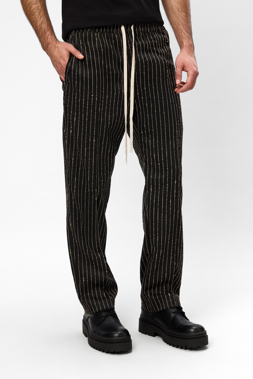 247 black striped cloth pants