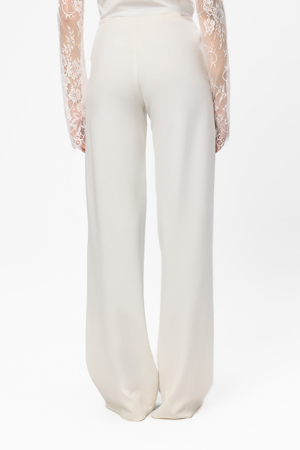 Karol off-white flared Pants with sheer lace