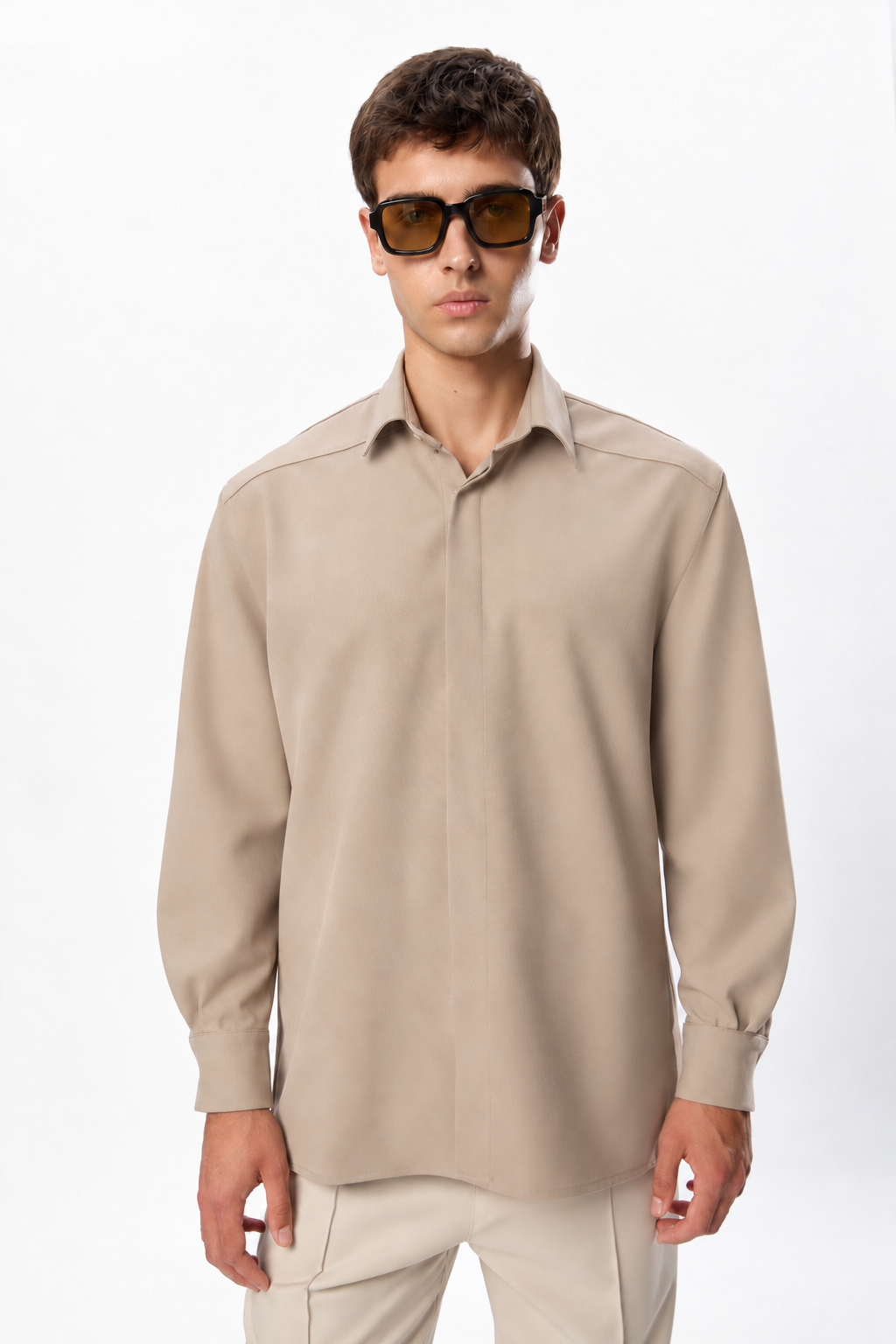 247 Beige Wool Blend Shirt