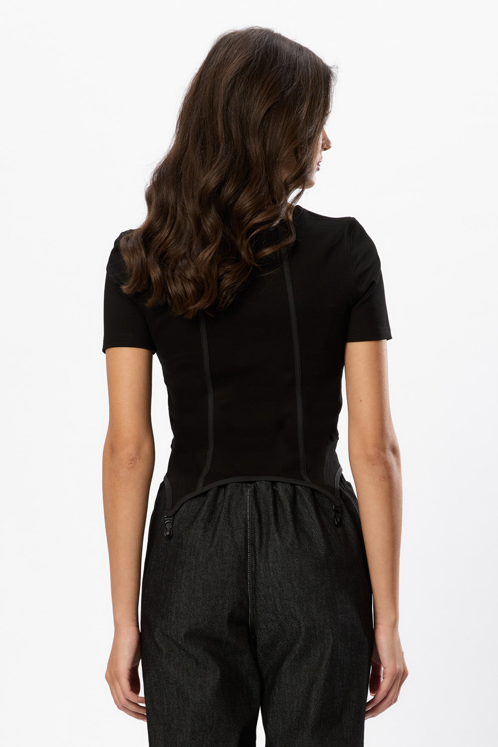 Goddess Top with Garter Straps Black