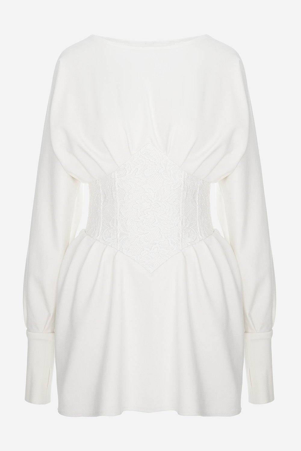 Nyssa Off-White Dress with sheer lace corset