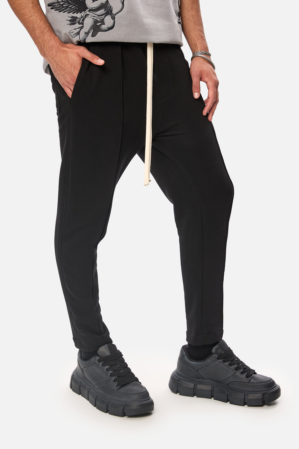 Pantaoni Thom din bumbac | Bărbați | Negru | Stil Modern & Elegant | Confort & Funcționalitate | Atelier Hamza