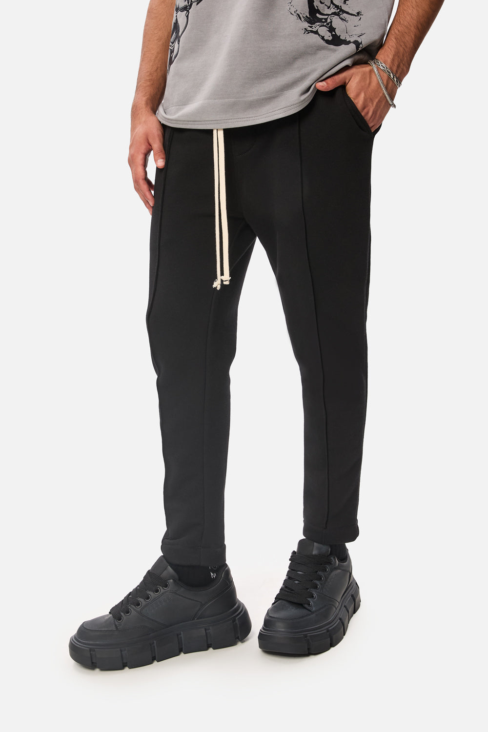 Pantaoni Thom din bumbac | Bărbați | Negru | Stil Modern & Elegant | Confort & Funcționalitate | Atelier Hamza