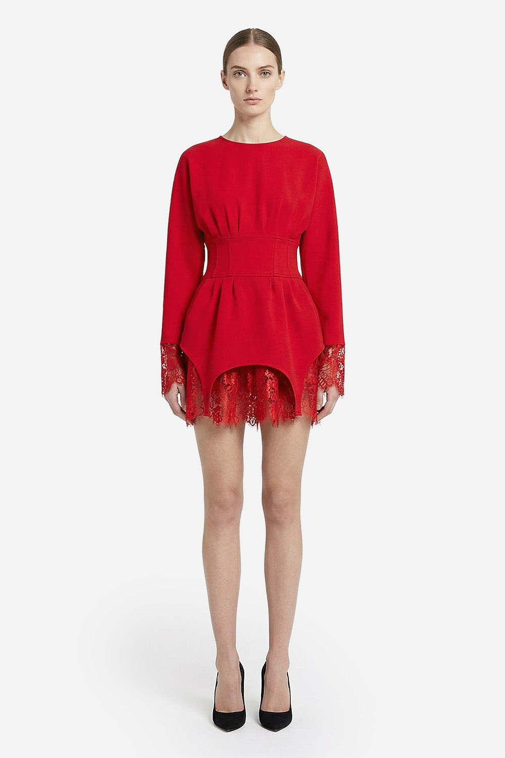 Kaya v2 red dress with lace and garter straps