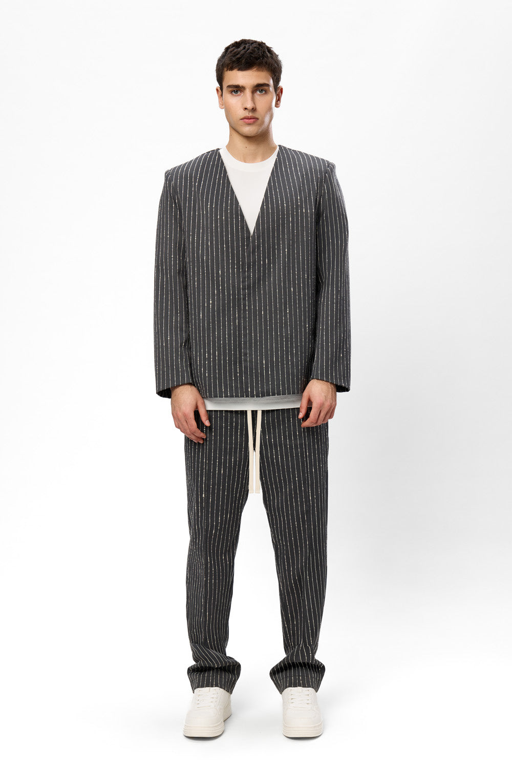 247 grey striped cloth pants