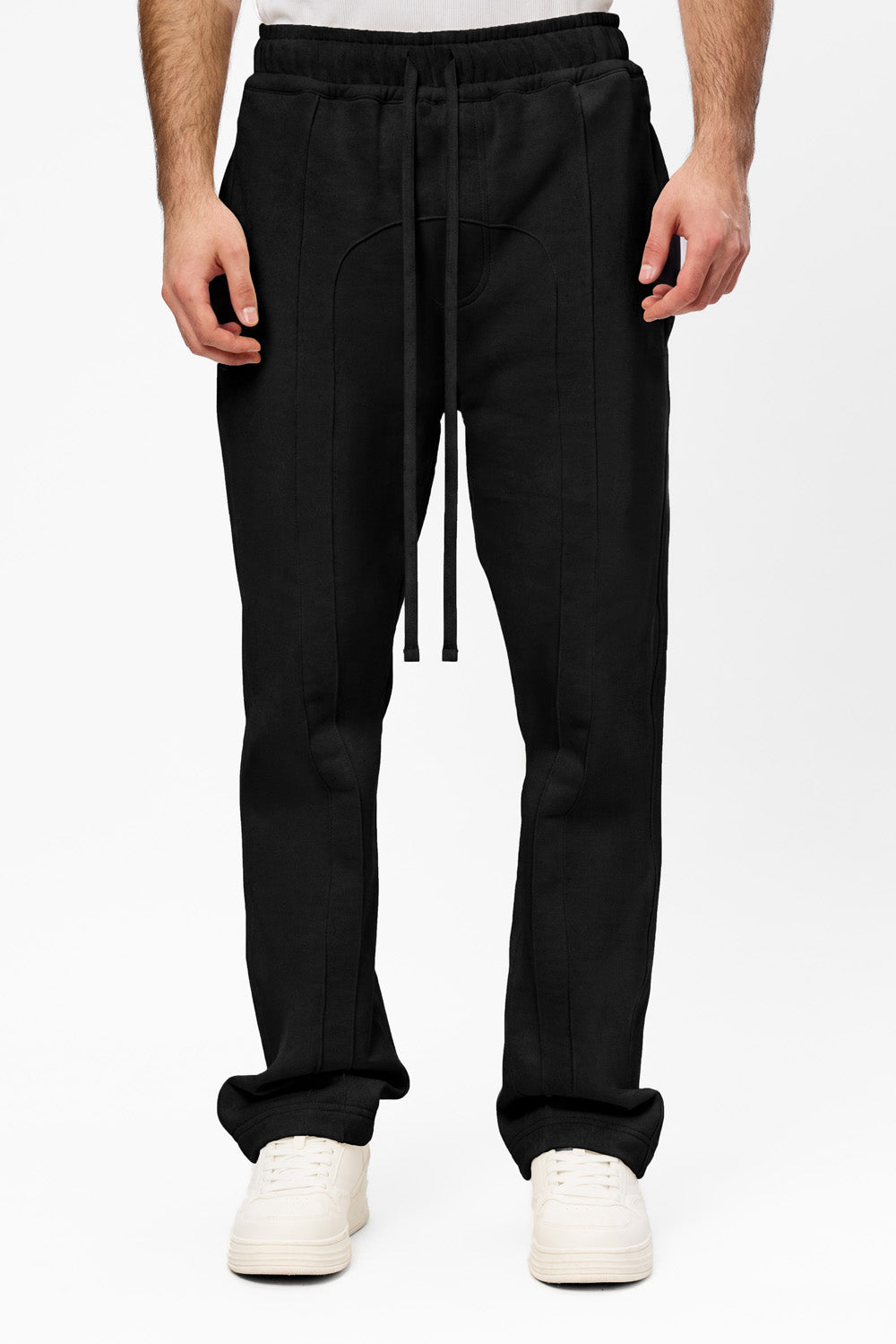 247 V2 Black Cotton Pants with decorative stitches