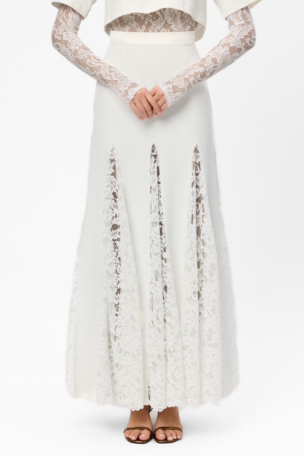 Spódnica Snowflake z czarnymi koronkami