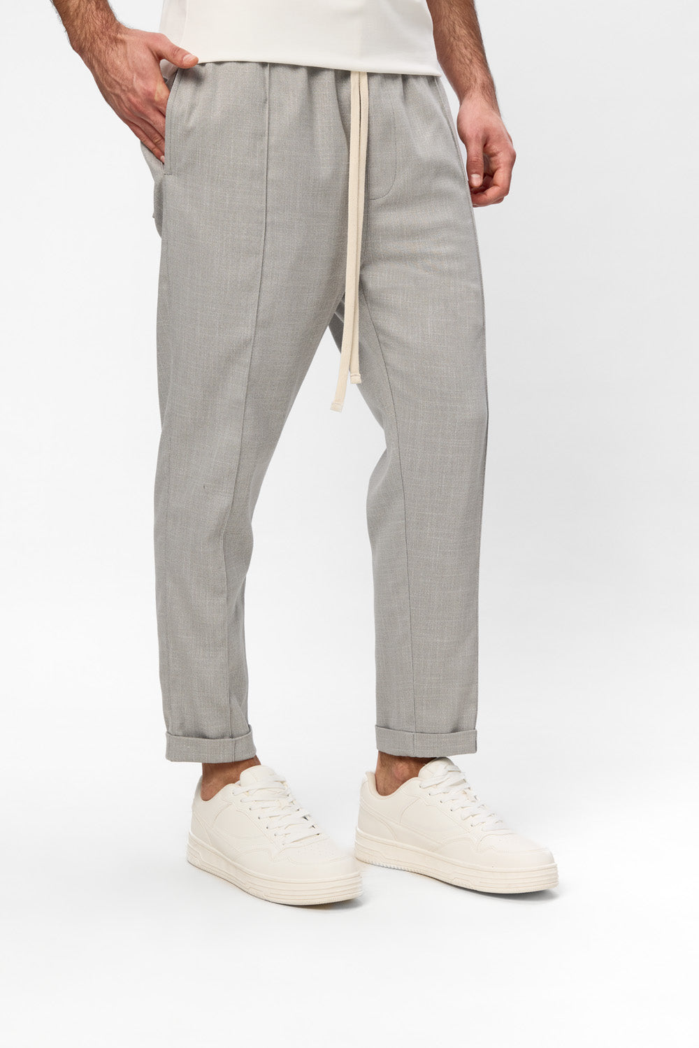 Thom Grey Melange Cloth Pants