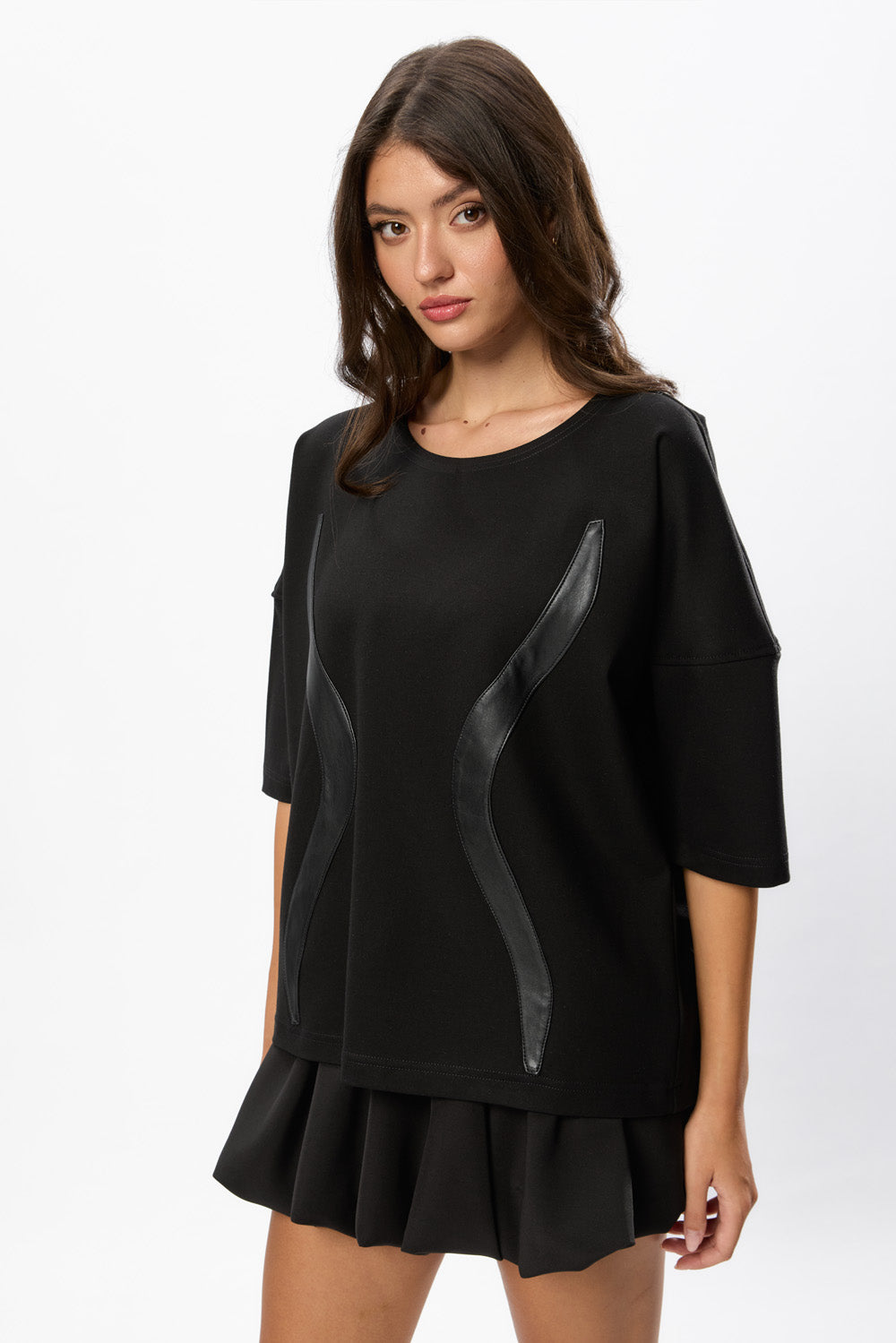Gitana Black with Leather Stripes T-shirt
