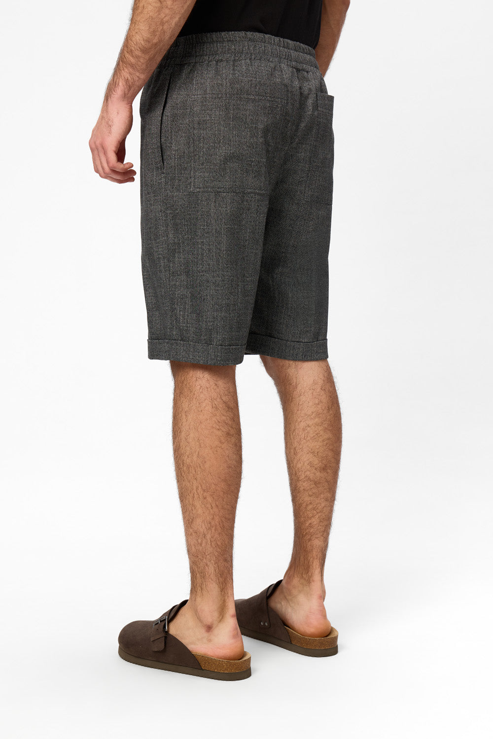Thomas Grey Melange Cloth Shorts