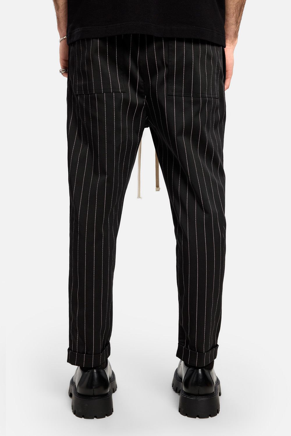 Pantaloni din pânză cu dungi Thom | Bărbați | Negru | Stil Modern & Elegant | Confort & Funcționalitate | Atelier Hamza