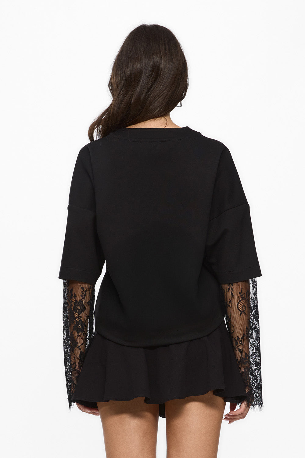 Venice  Top with lace sleeves | Women | Black  | Modern & Elegant Style | Comfort & Functionality | Atelier Hamza