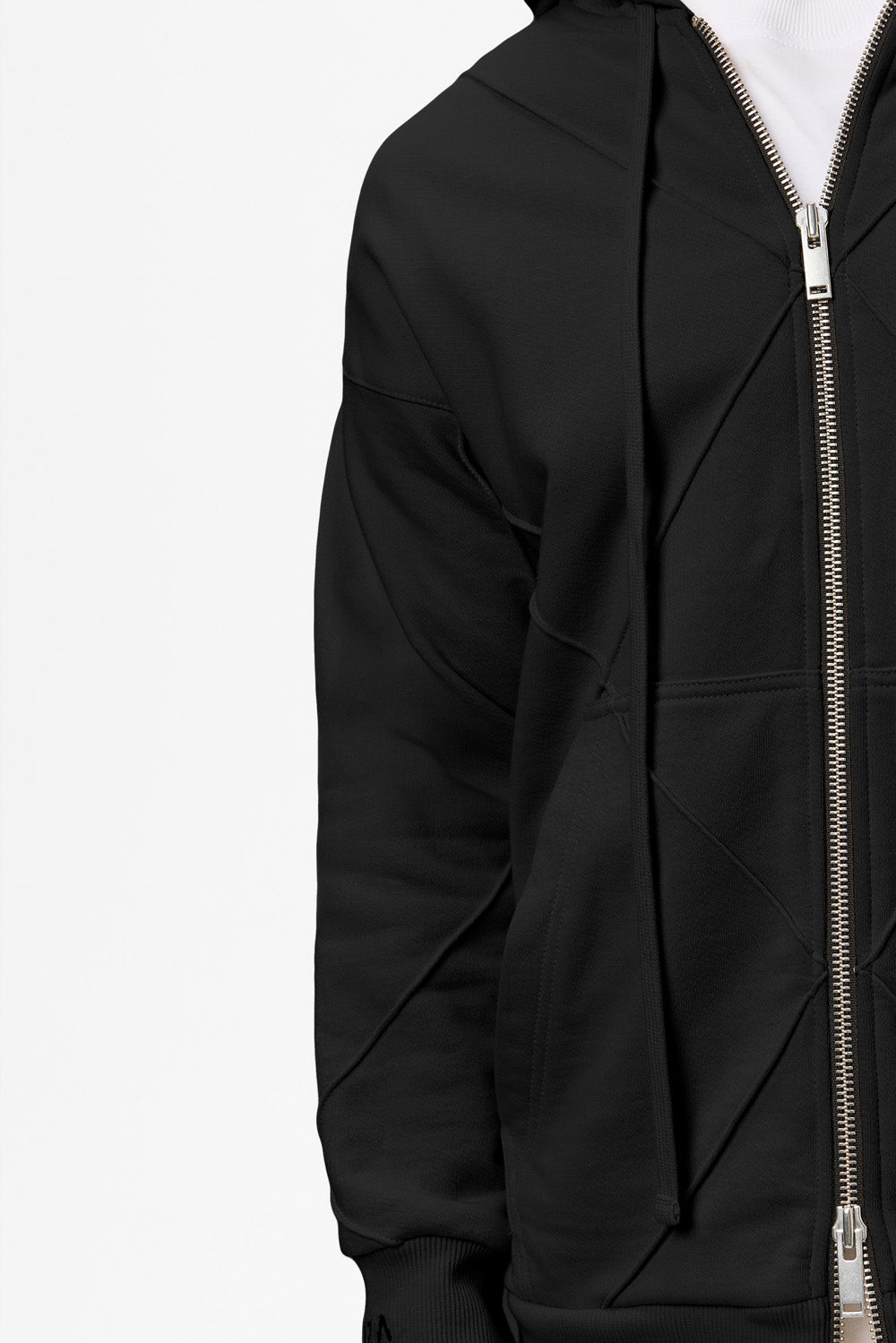 Czarna bluza z kapturem Crudo z niedokończonymi krawędziami