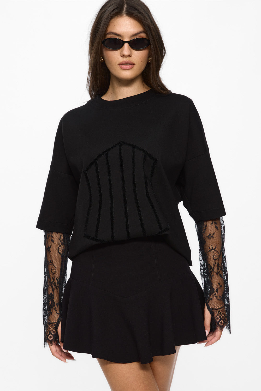 Venice Top with lace sleeves | Women | Black | Modern & Elegant Style | Comfort & Functionality | Atelierul Hamza
