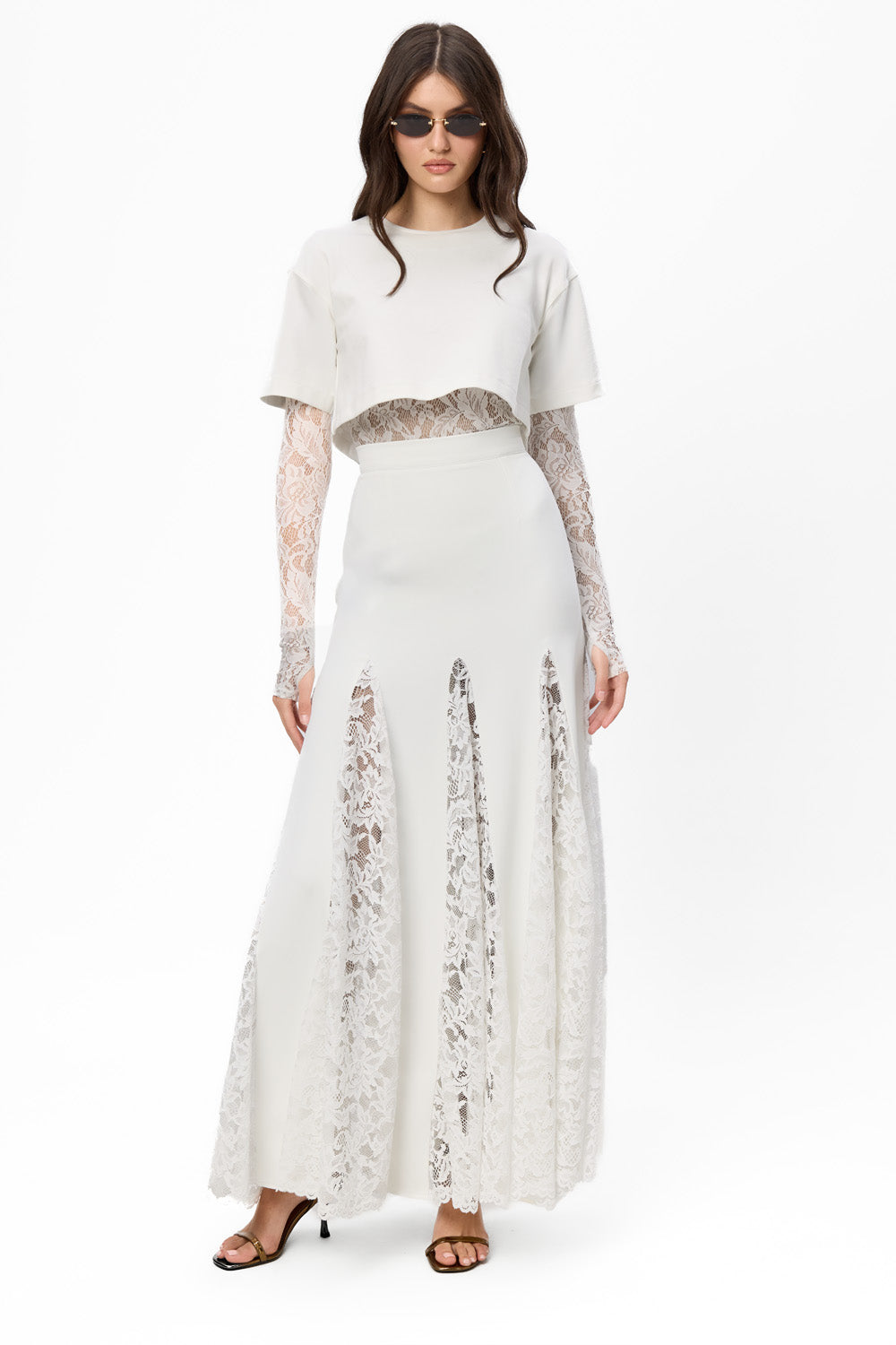 Spódnica Snowflake z czarnymi koronkami