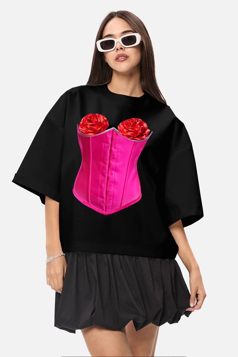 Belle with floral applique off-white T-shirt W