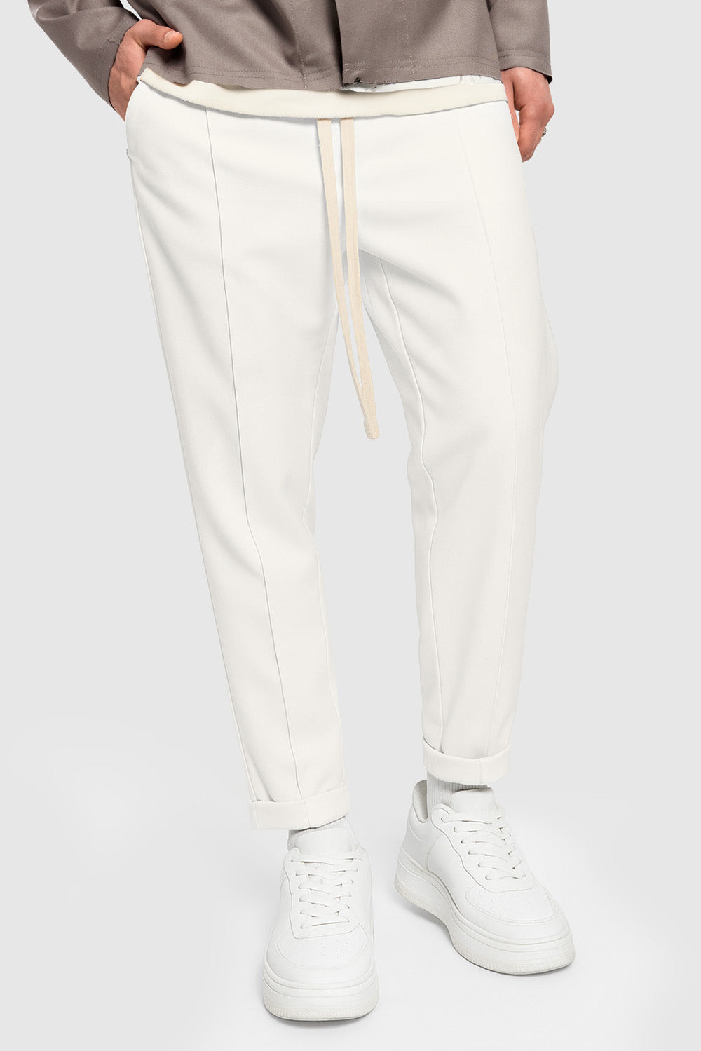 Pantalon din stofă Thom | Bărbați | Off-White | Stil Modern & Elegant | Confort & Funcționalitate | Atelier Hamza