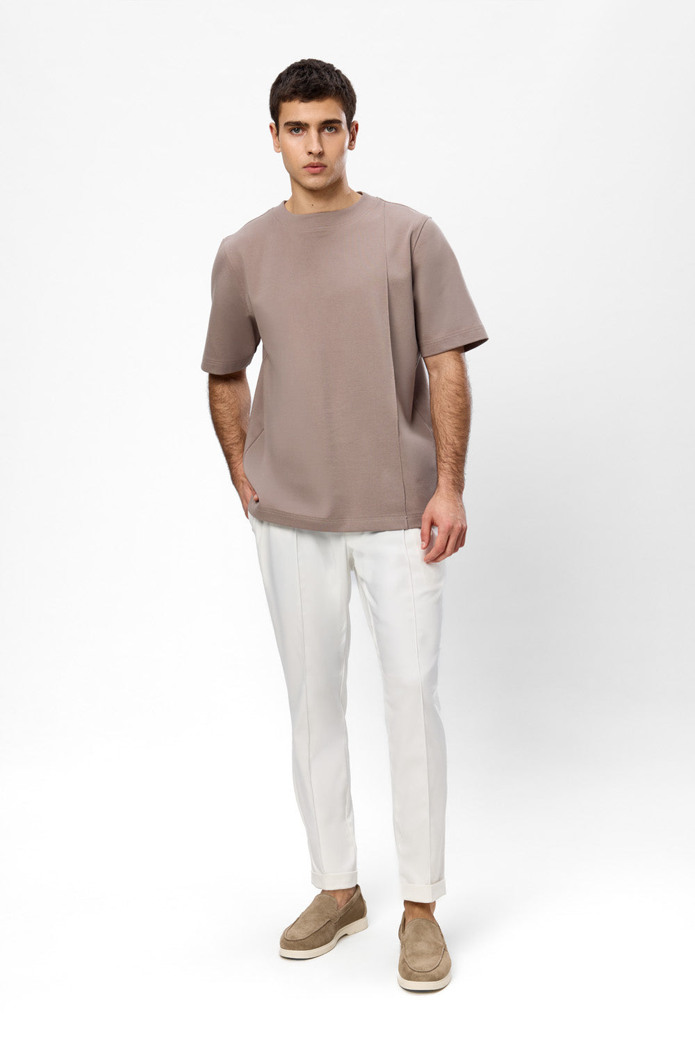 Khan V2 beige seam detail T-shirt