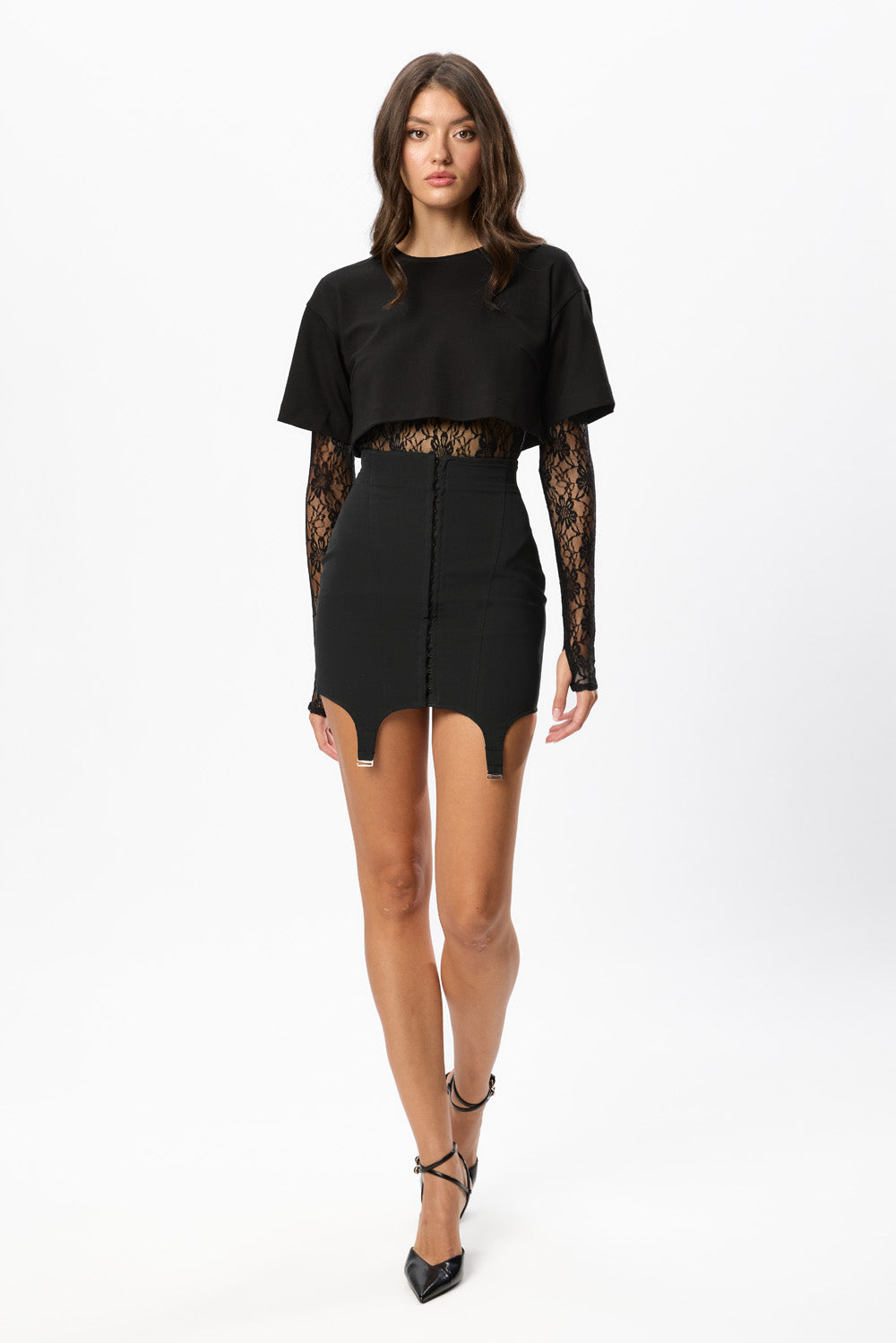 Goddess Black Skirt with Garter Straps