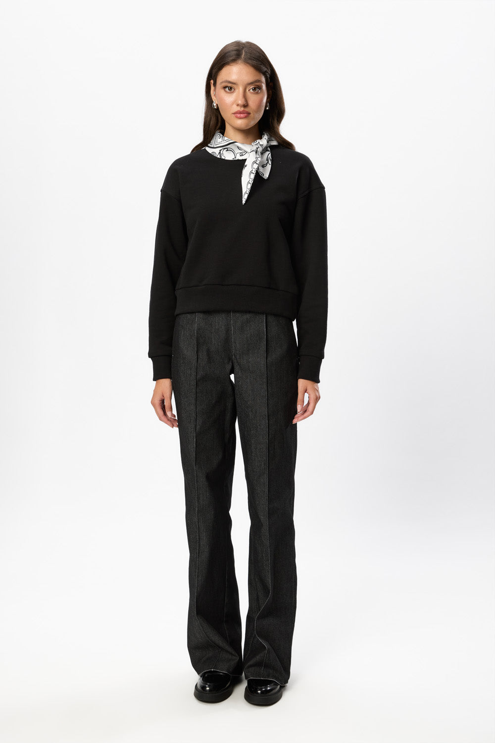 Tiffany Sweater with Scarf Black