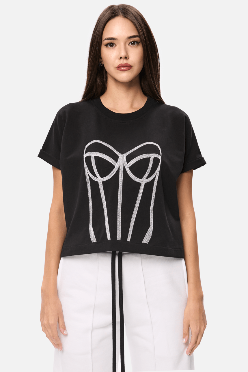 Muse Embroidered Black T-shirt W