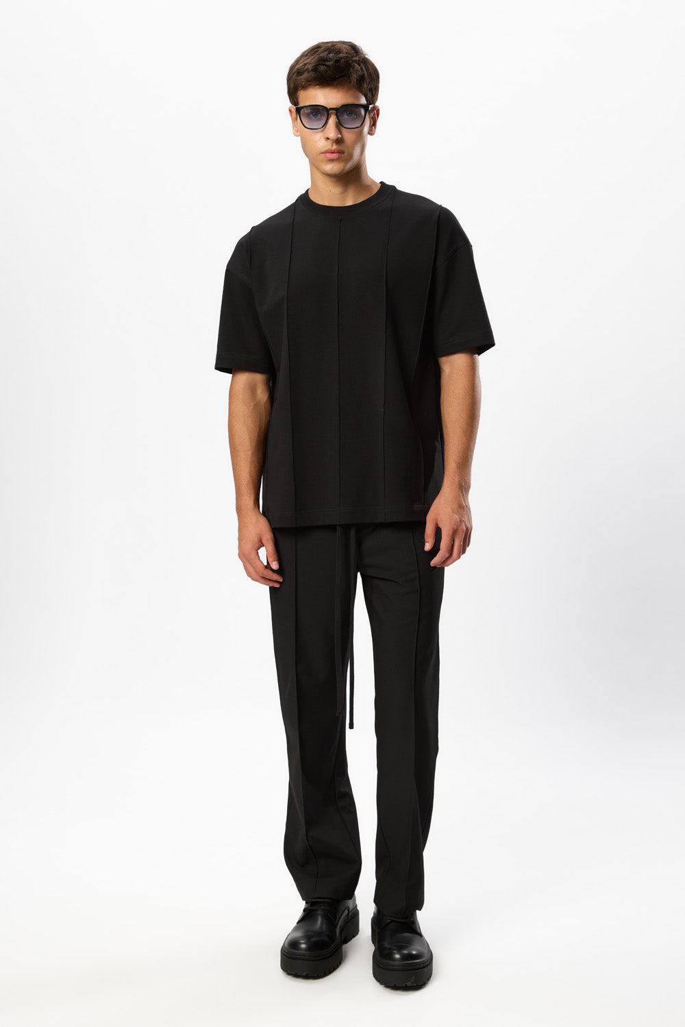 Linea Black T-shirt with stripes
