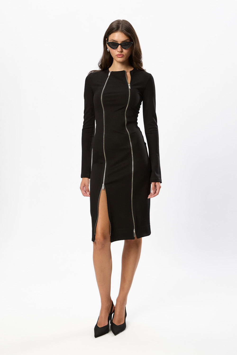 Bipolar Black 2-Way Zip Maxi Dress