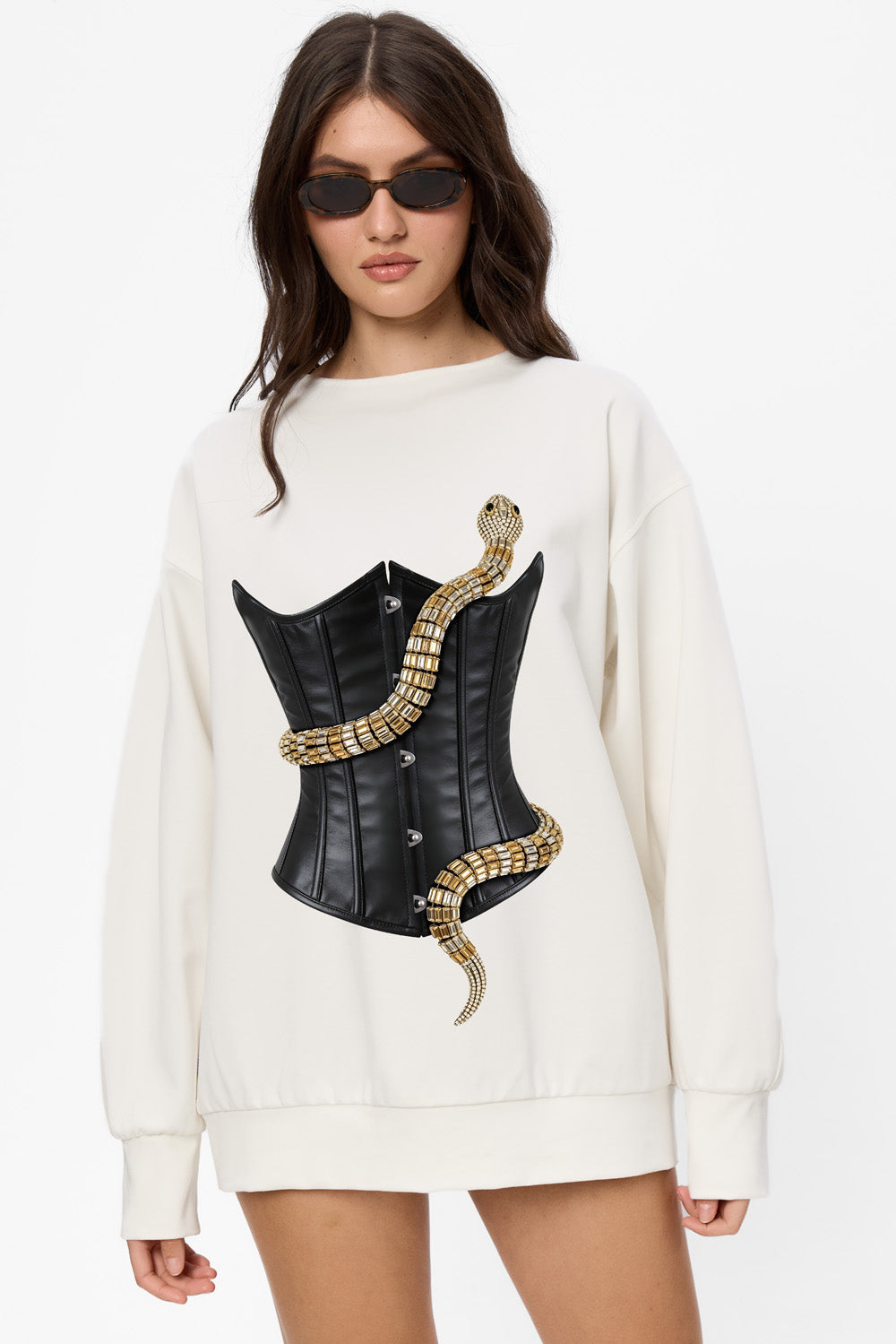 Eva Printed Off-White Sweater
