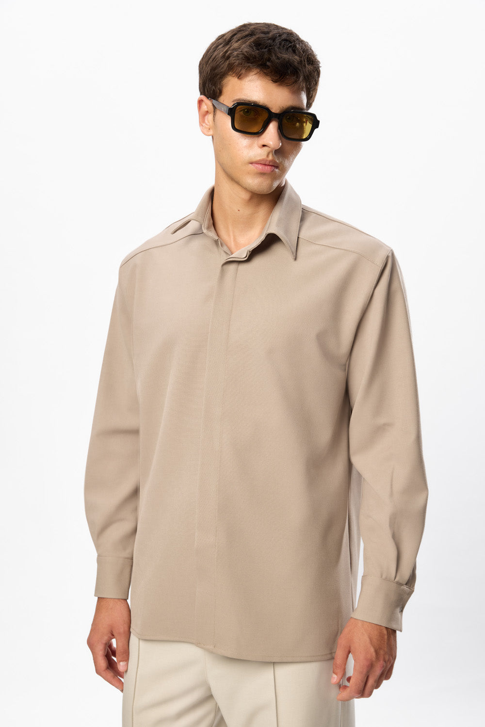 247 Beige Wool Blend Shirt