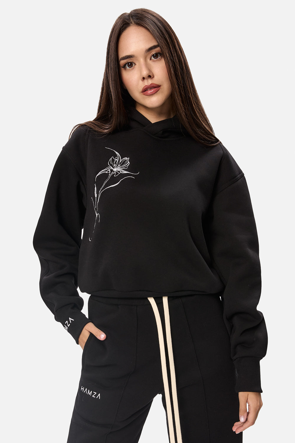 Kia Embroidered Black Hoodie W