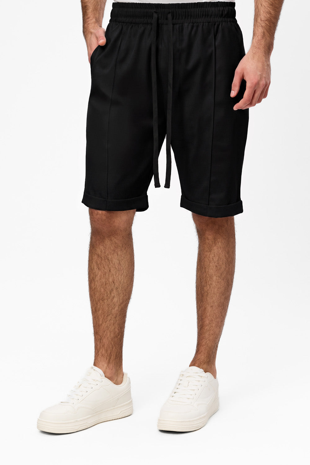 Thomas Black Cloth Shorts