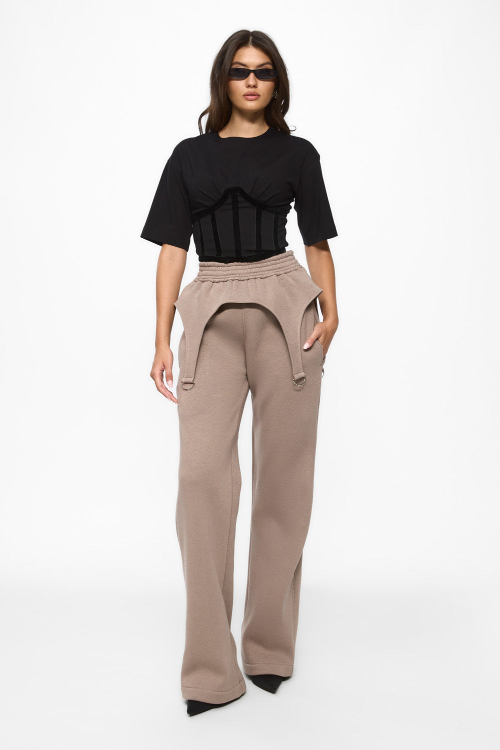 Skipper czarne rozszerzane spodnie W