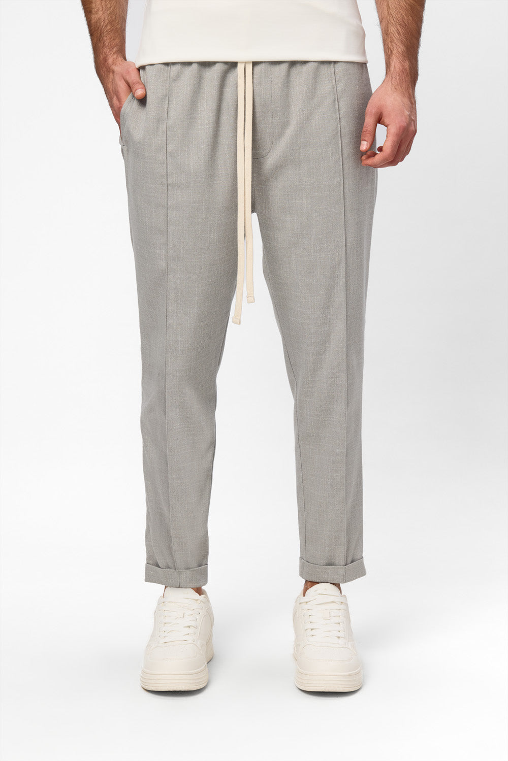 Thom Grey Melange Cloth Pants