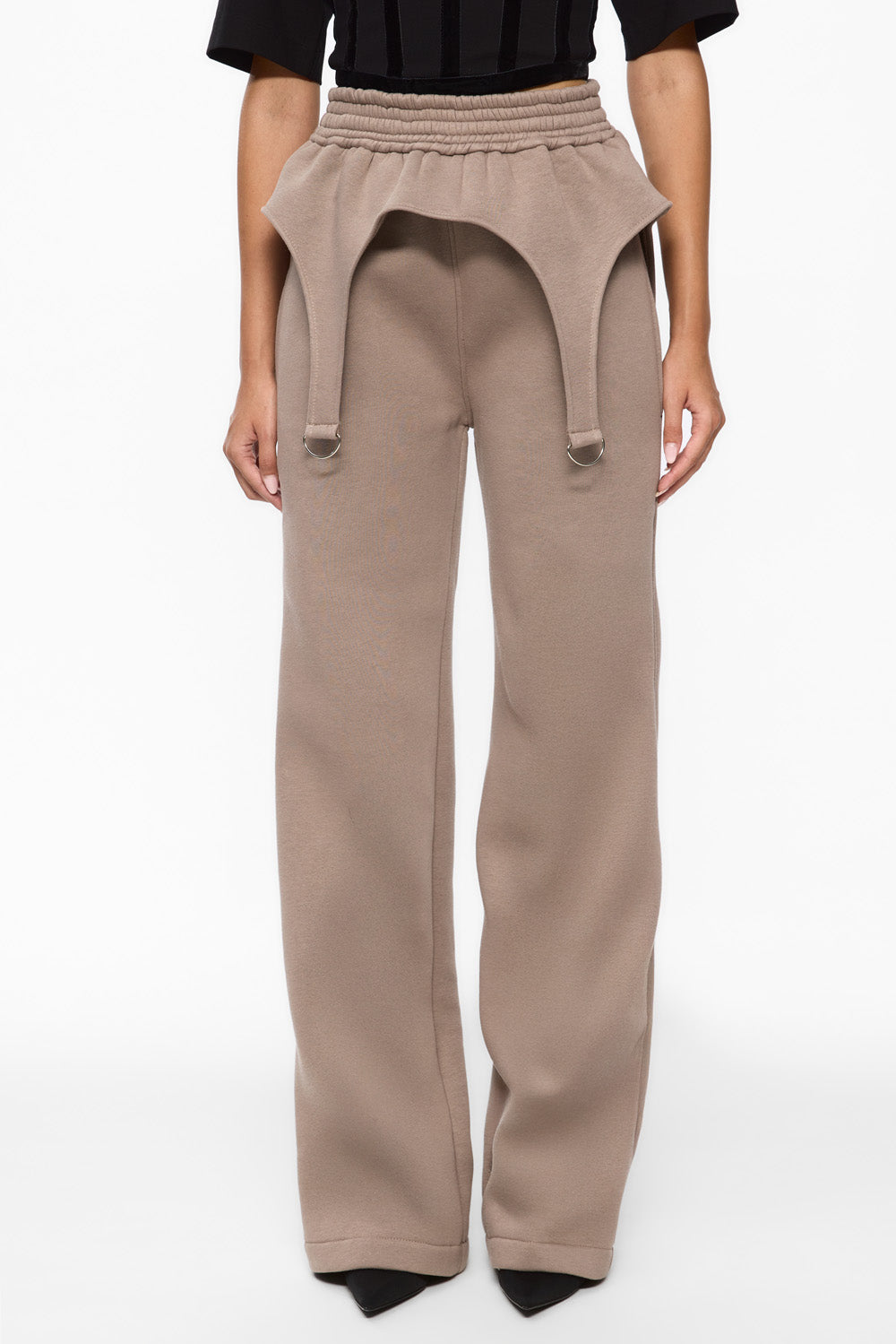 Skipper czarne rozszerzane spodnie W