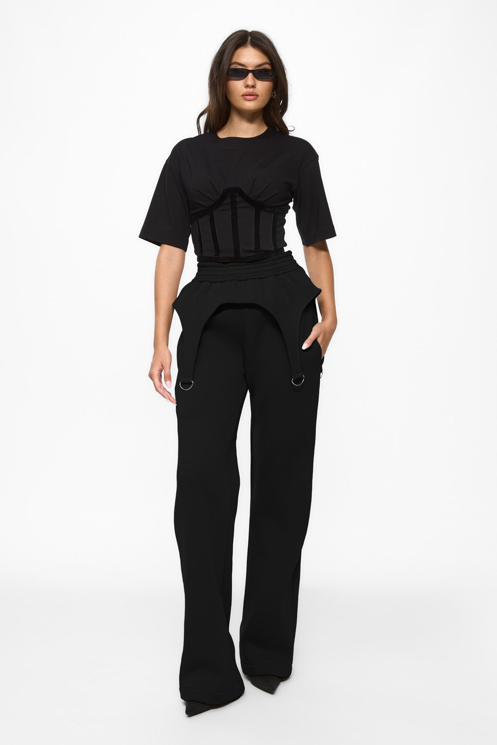 Black corset T-shirt Marsilia for women from Hamza 