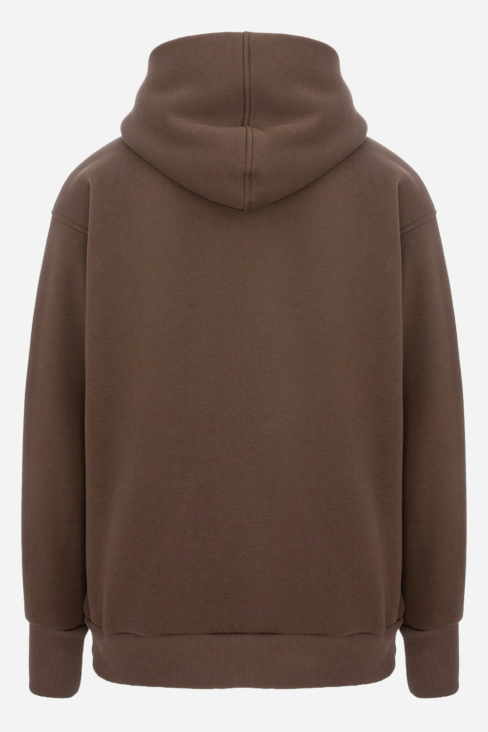 247 brown fleece Hoodie with decorative stitching
