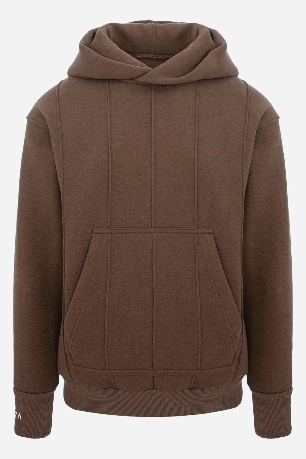 247 brown fleece Hoodie with decorative stitching