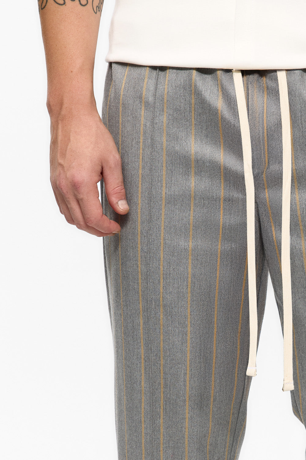 247 grey with yellow stripes cloth pants
